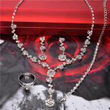 Elegant Pearl Shining Crystal 18K Silver Plated Austrian Crystal Bridal/Wedding Jewelry Sets For Women