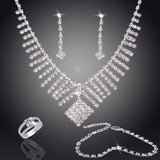 Elegant Pearl Shining Crystal 18K Silver Plated Austrian Crystal Bridal/Wedding Jewelry Sets For Women