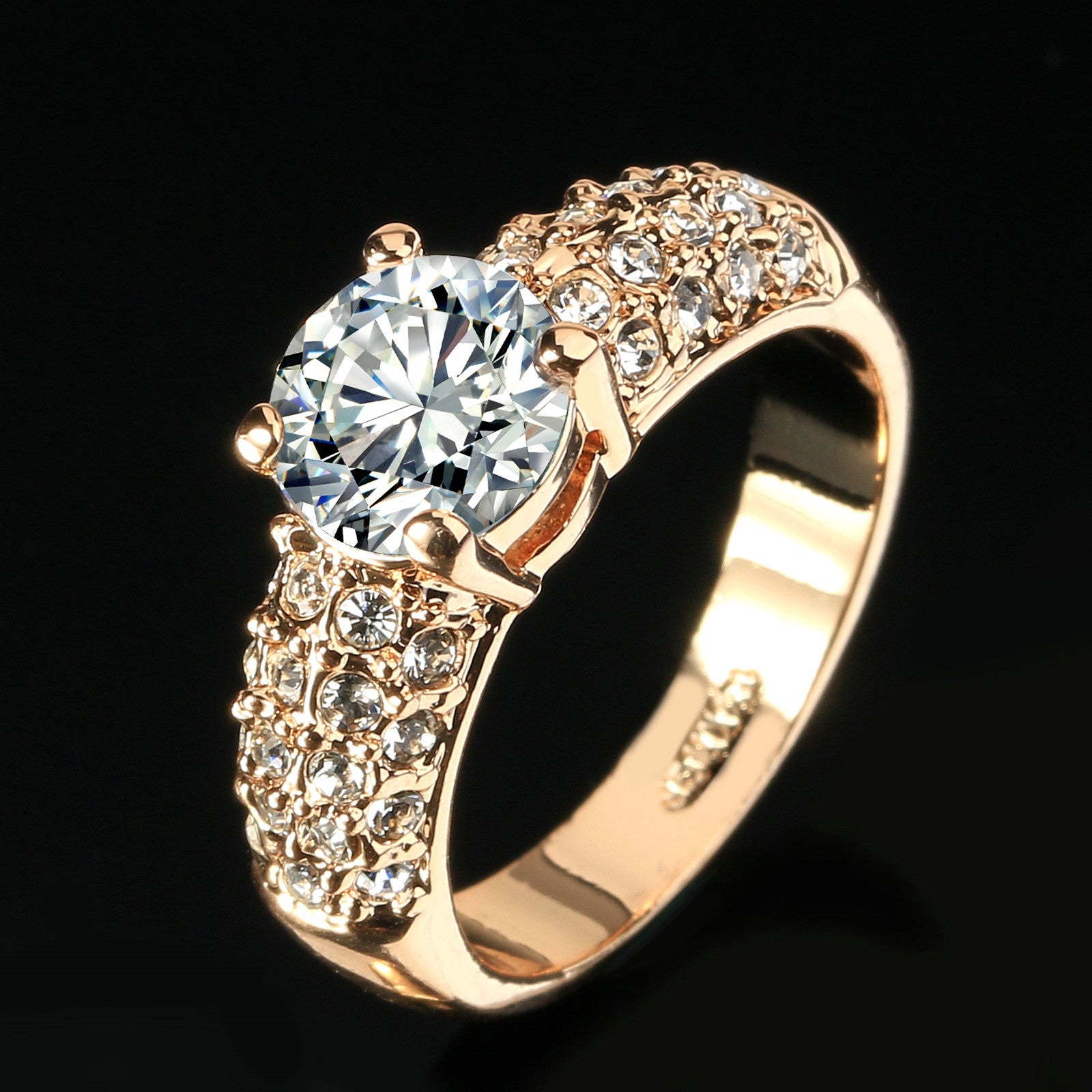 Engagement Wedding Rings CZ Diamond Rose Gold Plated Fashion Brand Rhinestone Ring Jewelry Gift For Women anel