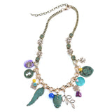 Ethnic Vintage Statement Charms Necklace Women Antique-Green Alloy Wings & Owl & Shell Pendants Brand Jewelry
