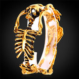 European Halloween Bracelet Punk Skull Skeleton Bracelet For Men Gold Plated Stainless Steel Heavy Biker Bangle Jewelry 