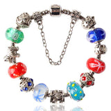 European Charm Bracelets For Women Fashion Silver Plated of Daisies Classic Murano Glass Beads Bracelet Jewelry