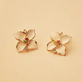 Fashion Gold Plated Flower Crystal Stud Earrings Flower Rhinestone Earrings for Women
