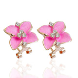 Fashion Gold Plated Flower Crystal Stud Earrings Flower Rhinestone Earrings for Women