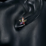 Rose Gold Plate Multicolor Marquise Stone Flower Shape Cubic Zirconia Diamond Women Stud Earrings Star Earrings 