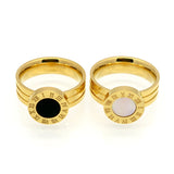 Famous Brand Women Rings 18K Gold/Rose Plated Stainless Steel Ring Roman Numeral Agate Shells Luxury Jewelry Female Top Quality