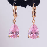 Fashion 18K Gold Plated White Crystals Zircon CZ Drop Dangle Earrings for Women Fashion Luxury Long Dangle Earrings Jewelry