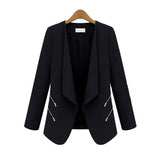 Fashion Women's Slim Leisure Suit Jacket Zipper Long Sleeve Solid Thin Coat for SpringAutumn