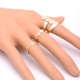 Fashion 6 pcs/set Geometric Leaf Open Rings Set Boho Hollow Flower Party Index Mid Finger Rings for Women Aneis Bijoux Jewelry