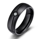 Fashion AAA+ CZ Wedding Rings For Women Black Stainless Steel Men Ring o Classic Party Jewelry