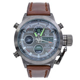 Fashion Army Cool Men Military Watch Canvas Strap Hours Steel Case 50ATM Waterproof Stop Watches Sports Casual LED Digital Clock