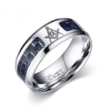 Fashion Black Men Rings Stainless Steel Masonic Rings Wholesale Punk Carbon Fiber Wedding Rings for Men Jewelry