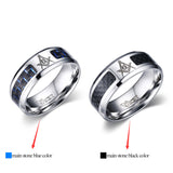 Fashion Black Men Rings Stainless Steel Masonic Rings Wholesale Punk Carbon Fiber Wedding Rings for Men Jewelry