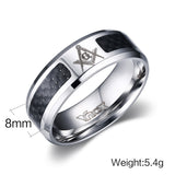 Fashion Black Men Rings Stainless Steel Masonic Rings Wholesale Punk Carbon Fiber Wedding Rings for Men Jewelry