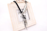 Fashion Bohemian Style Black Rope Chain Feather Pattern Pendant Necklace For Women Fine Jewelry Collares Statement Necklace