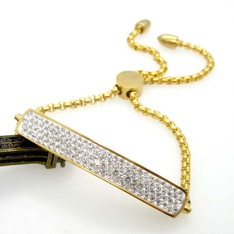 New Fashion Brand Full Crystal Bracelet Hand Chain Charm Bracelet 18K Gold Bracelet For Women Stainless Steel Bracelets & Bangles