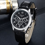 Fashion Casual Mens Watches Luxury Brand High Quality Leather Business Quartz Watch Men Waterproof Wristwatch