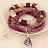 Fashion Charm Bracelets & Bangles Pulseras Mujer Clover Resin Beaded Multilayer Bracelets for Women Girl Pulseira Bijoux