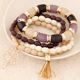 Fashion Charm Bracelets & Bangles Pulseras Mujer Clover Resin Beaded Multilayer Bracelets for Women Girl Pulseira Bijoux