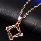 Fashion Colorful Jewelry Sets CZ Diamond Gold Rose Plated Necklace&Earrings Hypoallergenic Copper Sets for Women Party