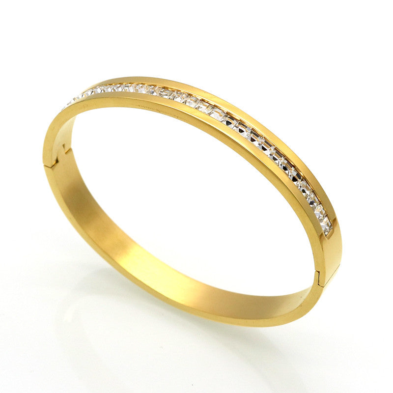 Fashion Costume Couples Jewelry Stainless Steel Lover Bracelets & Bangles Gift For Women/Men Square Silver Color Crystal