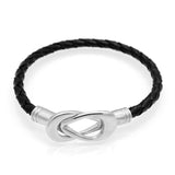 Fashion Cross Clasped Love Infinity Genuine Leather Bracelets Bangles Black Weave Braided Leather Jewelry Women Charm Bracelet
