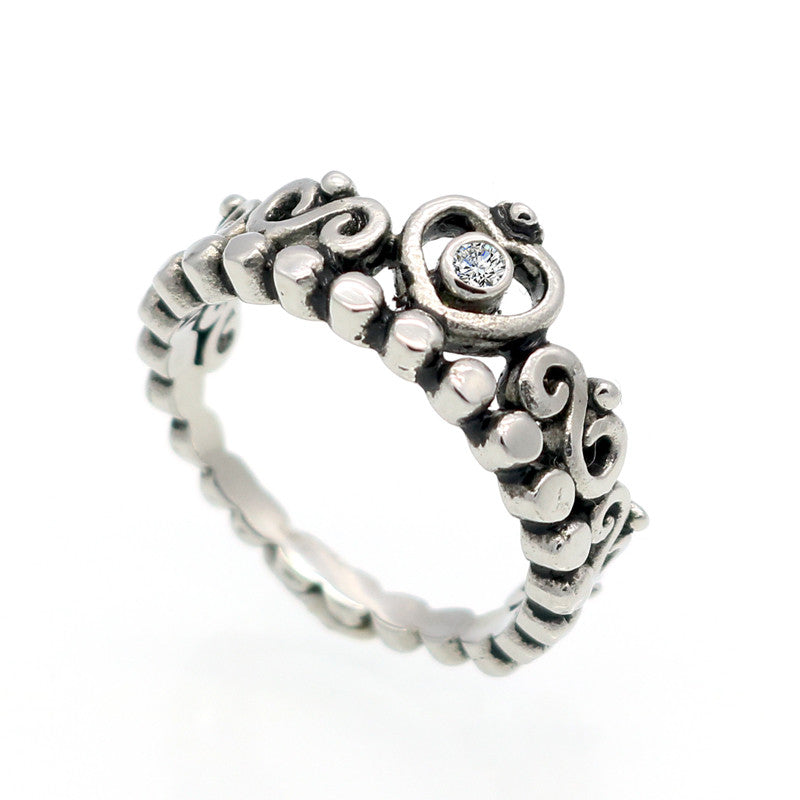 Fashion Crystal Rhinestone Crown Ring For Women Cute Elegant Luxury 316L Titanium steel CZ Diamond Engagement Party Ring