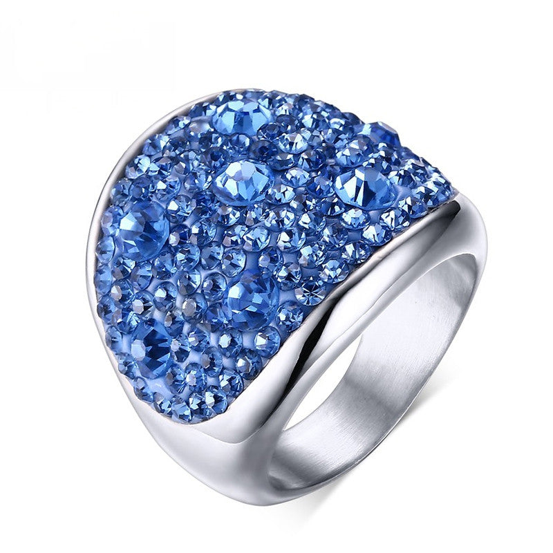 Fashion Crystal Rings For Women Multicolor Rhinestone Stainless Steel Wedding Female Teen Jewelry