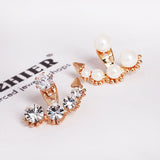Fashion Earing Big Crystal Rose Gold Silver Ear Jackets Jewelry High Quality Leaf Ear Clips Stud Earrings For Women 1 Pair