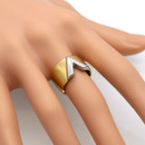 Fashion Famous Brand Men/Women Ring Jewelry Double Color 18K Gold Plated Titanium Steel High Polished Luxury Love V Ring