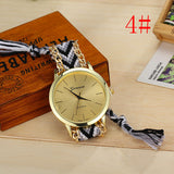 Fashion Geneva Watches Women Quartz Watches Multicolor Friendship Watch Braided Rope Bracelet Watch