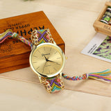 Fashion Geneva Watches Women Quartz Watches Multicolor Friendship Watch Braided Rope Bracelet Watch