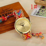 Fashion Geneva Watches Women Quartz Watches Multicolor Friendship Watch Braided Rope Bracelet Watch