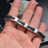 Fashion Hot Sale Men Jewelry Luxury Mens Stainless Steel Silicone Bracelets 2016 Button Snap Friendship Bracelets