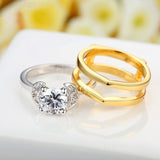 Fashion Lurxury 18K Gold Plated Finger Set Ring for Women Ladies with AAA Cubic Zircon Crystal Jewelry Gift
