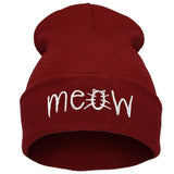 Fashion MEOW Cap Men Casual Hip-Hop Hats Knitted Wool Skullies Beanie Hat Warm Winter Hat for Women