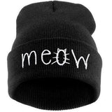 Fashion MEOW Cap Men Casual Hip-Hop Hats Knitted Wool Skullies Beanie Hat Warm Winter Hat for Women