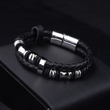 Fashion Men's Jewelry High Quality Double layer Genuine Leather Titanium Steel Magnet Bracelet Punk Rock Charm Men Bracelet