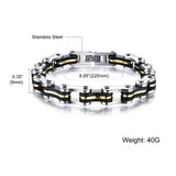 Men Jewelry Stainless Steel Silicone Bracelets Biker Bicycle Motorcycle Chain Man Hand Bracelet Accessories 