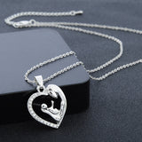 Fashion Mother's Day Gift Mother Daughter Mom Baby Child Family Love Rhinestone Heart-shaped Pendant Necklace For Mom