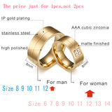 Fashion Rings Stainless Steel Rings For Women Men Wedding Rings With CZ Stone Couple Jewelry Engagement Wedding Bands