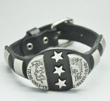 Fashion Rock Punk Style Cool "Brave" star Men Woman Genuine Leather Bracelet Hotsale Kull Bracelets