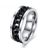 Fashion Spinner Black Chain Ring For Men Stainless Steel Wedding Mens Ring Wholesale Cool Jewelry
