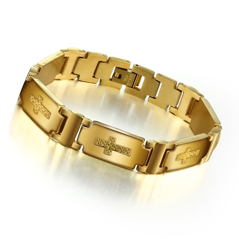 Fashion Steel Man Bracelet Charming 304L Stainless Steel with 18K Gold Plated Bracelet For Men