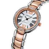 ashion Style Women Dress Watches Luxury Brand Roman Number Rose Gold Stainless Steel Band Women Rhinestone Wristwatches Relogio