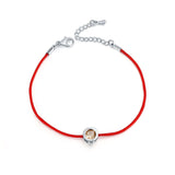 Fashion Thin Red Cord Thread String Rope Chain with CZ Diamond Sliver Plated Bracelet 16+5cm Length for Female Jewelry