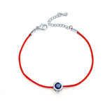 Fashion Thin Red Cord Thread String Rope Chain with CZ Diamond Sliver Plated Bracelet 16+5cm Length for Female Jewelry