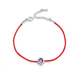Fashion Thin Red Cord Thread String Rope Chain with CZ Diamond Sliver Plated Bracelet 16+5cm Length for Female Jewelry