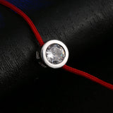 Fashion Thin Red Cord Thread String Rope Chain with CZ Diamond Sliver Plated Bracelet 16+5cm Length for Female Jewelry