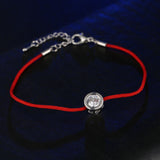Fashion Thin Red Cord Thread String Rope Chain with CZ Diamond Sliver Plated Bracelet 16+5cm Length for Female Jewelry